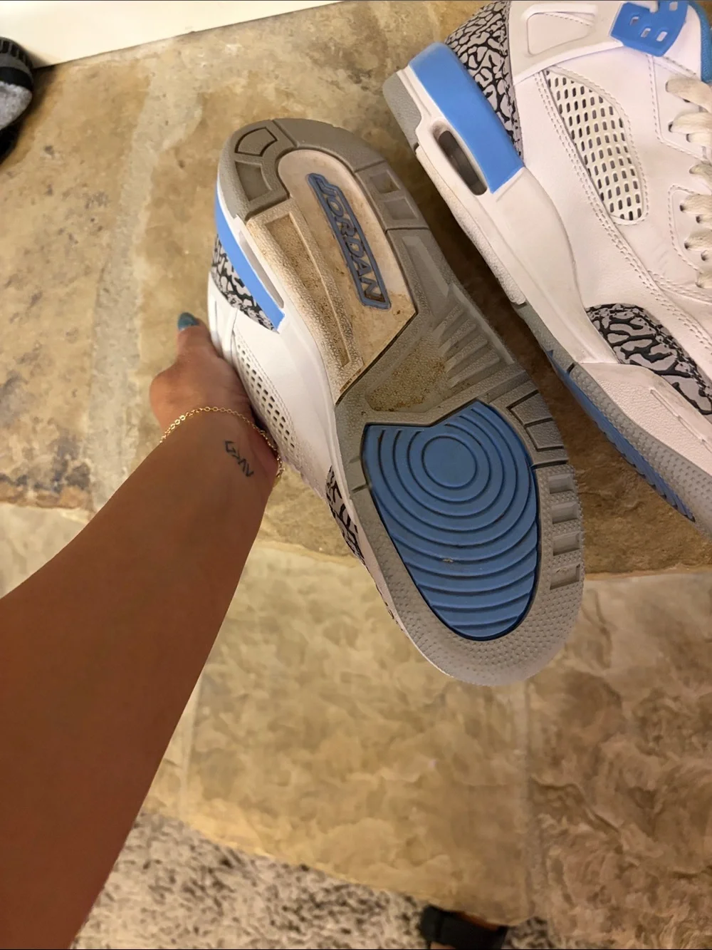 Nike Kids White and University Blue Jordan Retro Sneakers